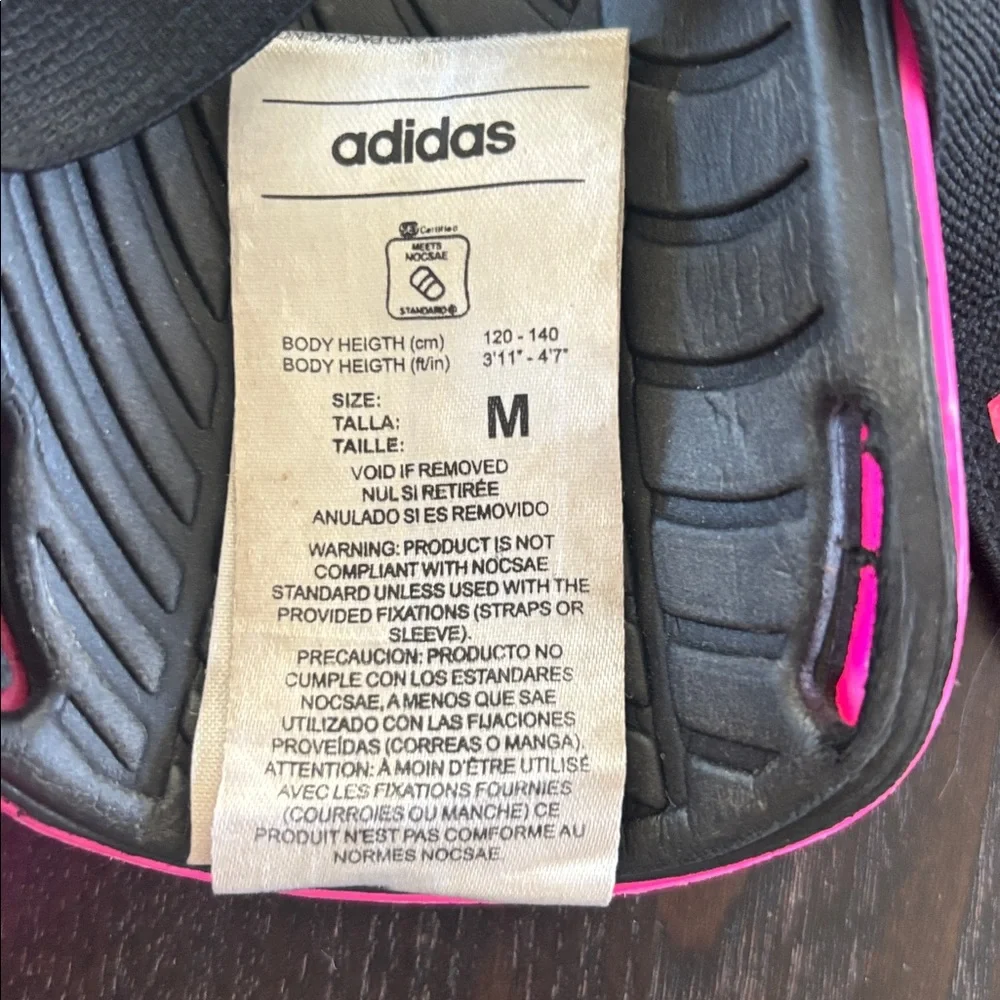 adidas Hot Pink Youth Soccer Shin Guards with Black Ankle Sleeves - Picture 3 of 3